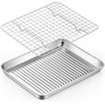 thumbnail image 1 of .&#Stainless Steel Compact Baking Pan Toaster Oven Tray with Cooling Rack Corrugated Bottom & Grid Mesh Rack & HeavyDuty, 1 of 7