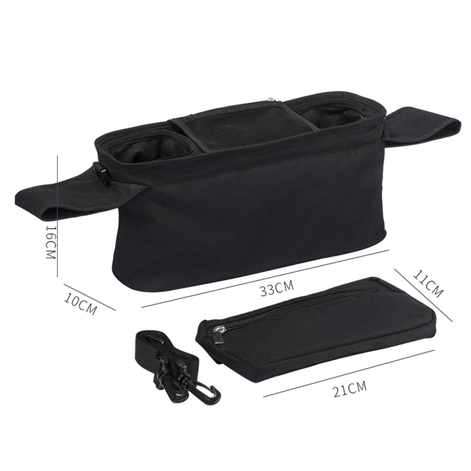 Opvise Baby Stroller Organizer Bag Insulated Feeding Bottle Tissue Holder Detachable Zipper Phone Pouch Oxford Cloth Multifunctional Stroller Hanging Bag