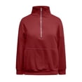 thumbnail image 5 of ManxiVoo Women's Long Sleeve Half Zip Pullover Sweatshirt Lightweight Loose Fit for Casual Daily Wear and Outdoor Activities XXL Size Red, 5 of 9