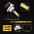 thumbnail image 2 of Bombillas LED para faros delanteros Dodge RAM 1500 2500 3500 (2006-2009) H13/9008 de haz alto y bajo + 9006/HB4 de 6500 K, 2 faros delanteros con visión nocturna de conducción rápida, paquete de 4, 2 of 3