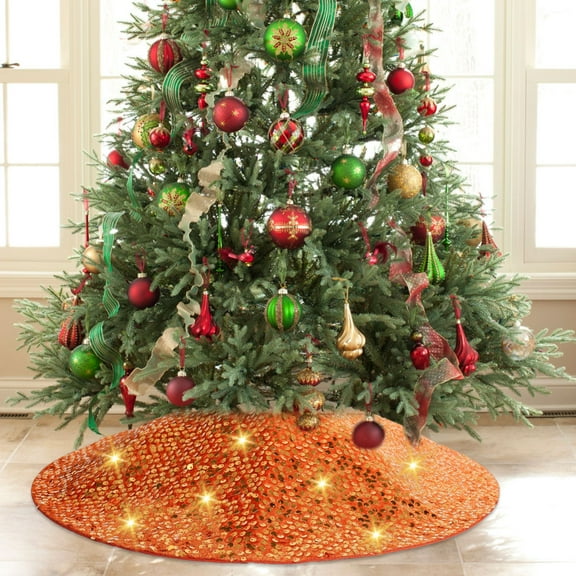 Red Christmas Tree Skirt 24 Inch Sequin Velvet Tree Skirt Mini Xmas Tree Skirts Halloween Tree Decorations Glitter Christmas Tree Cover Skirt Fall Tree Mat for Holiday Fall Christmas Tree Ornaments
