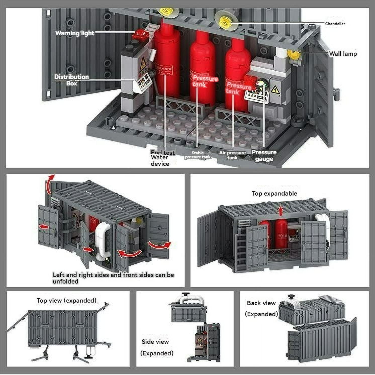 NWJ Military Building Blocks Toy Set - Action Figure Compatible Container Equipment Room, Dormitory & Armory Playset for Kids and Collectors
