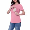 thumbnail image 2 of Frostluinai Womens Nursing Tops Short Sleeve Ribbed Breastfeeding Shirts Double Layer Maternity Shirt Crew Neck Short Sleeve Pregnancy Clothes, 2 of 8