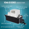 thumbnail image 3 of Volt GPH / HP Automatic Condensate Removal Pump for HVAC/Refrigeration Systems/Dehumidifiers with Overflow Detection Switch and Foot Cord /, 3 of 12