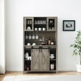 thumbnail image 4 of Ataucjin Farmhouse Bar Cabinet with Sliding Barn Door 69" Rustic Liquor Cabinet with Wine and Glasses Rack Wine Cabinet with Storage Hutch Cabinet Sideboard Cupboard for Kitchen Fire Color, 4 of 9