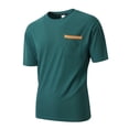 thumbnail image 5 of Krdevn Mens Shirts - Men's Summer Workout T Shirt Breathable Comfortable Stretch Fitness Tee Casual Striped Round Neck Short Sleeve Top,Mens Fall Shirts,Color:Green,Size:XXL, 5 of 9
