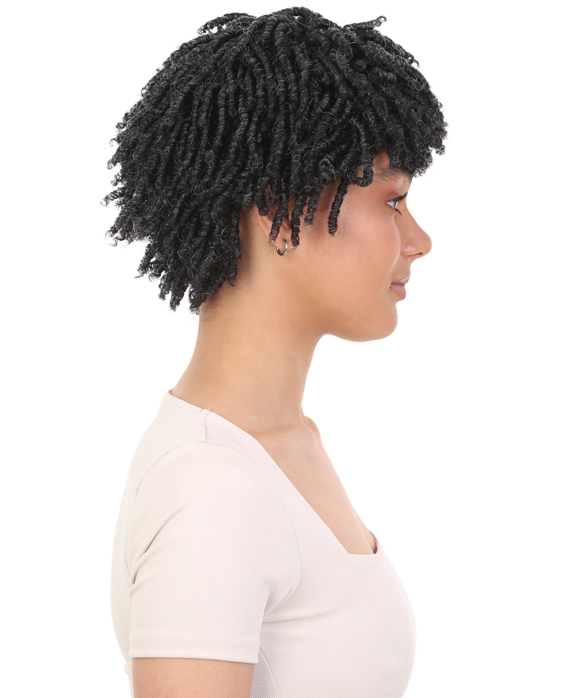 LUXLUXE Kayla Curly Locs 11 in Long Full Wig Full Cap Wig, Heat Resistant Fibers, Salt and Pepper Blend