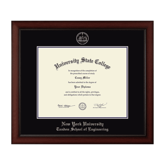Framerly - NYU Engineering Diploma Frame with Black and Purple Mat
