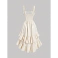 thumbnail image 2 of Apricot Vintage-Inspired Ruffle Layered Midi Dress With Adjustable Straps And Side Tie Waist, 2 of 4