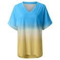 thumbnail image 6 of ZKCCNUK Women's Fashion Gradient Printed Blouse V-neck Short Sleeve Loose T-shirt Tops Summer Plus Size Tops 2025, 6 of 7