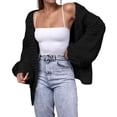 thumbnail image 3 of Womens Chunky Cardigan Cable Knit Oversized Open Front Cardigan Sweaters Black XL, 3 of 6