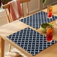 thumbnail image 4 of Navy Blue Morocco Placemats Set of 6 Modern Farmhouse Minimalist Plaid Place Mats Indoor Wipeable Table Mats Washable Cloth Dining Table Placemats for Kitchen Holiday Party Home Decor 13x19 Inch, 4 of 9