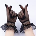 thumbnail image 2 of Guantes de malla para mujer de otoño y verano, mitones cortos de tul con encaje Sexy elásticos, mitones de dedo completo, transparentes para boda, guantes elegantes a la moda para mujer, talla única Gao Jinjia LED, 2 of 2