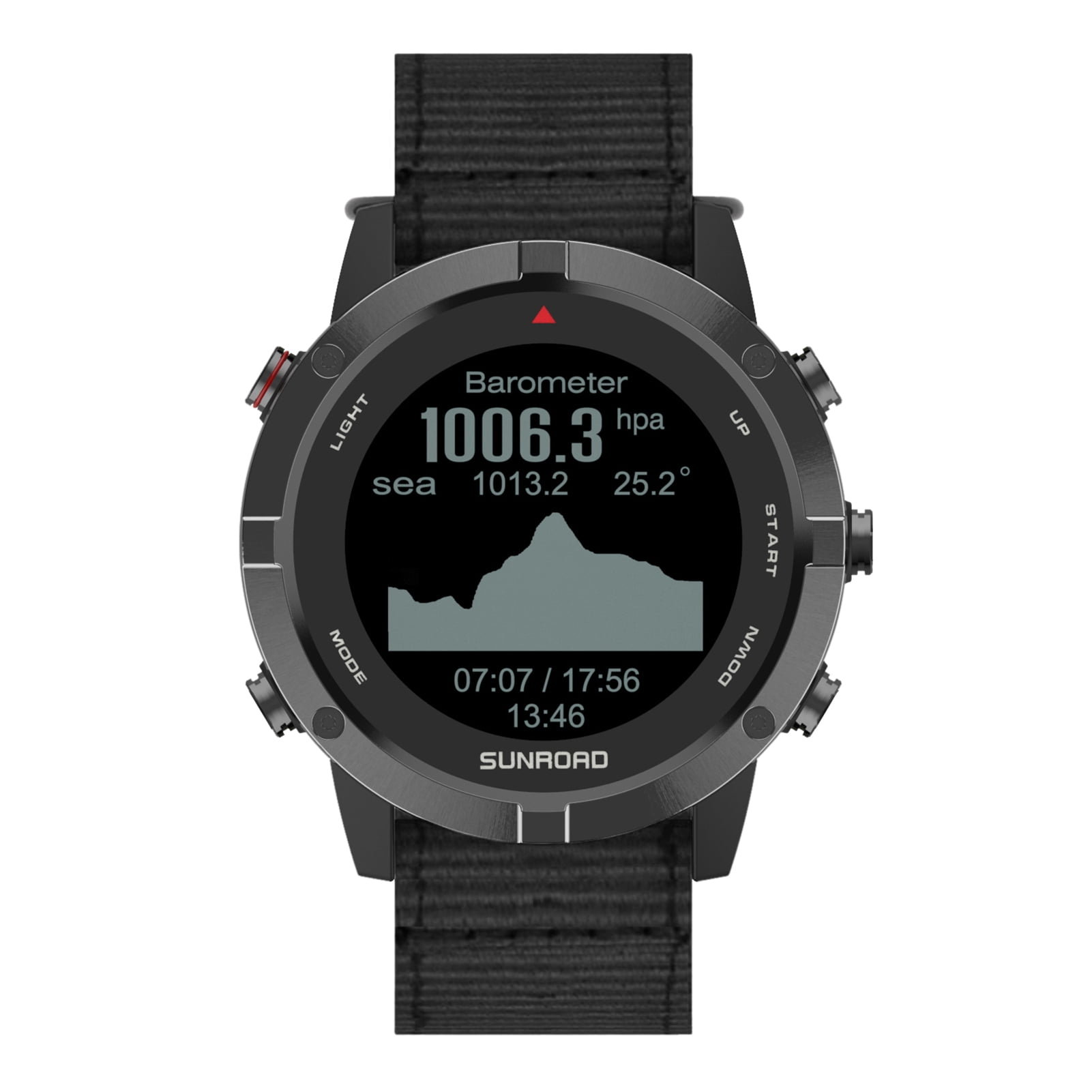 SUNROAD T3 GPS Sports Watch with Nylon Band, Black Stainless Steel
