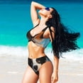 thumbnail image 4 of Kdxio Playful Smile Cute Dog Print Women's 2 Piece High Waisted Wrap Spaghetti Strap Summer Swimsuit Bikini Set-Medium, 4 of 5