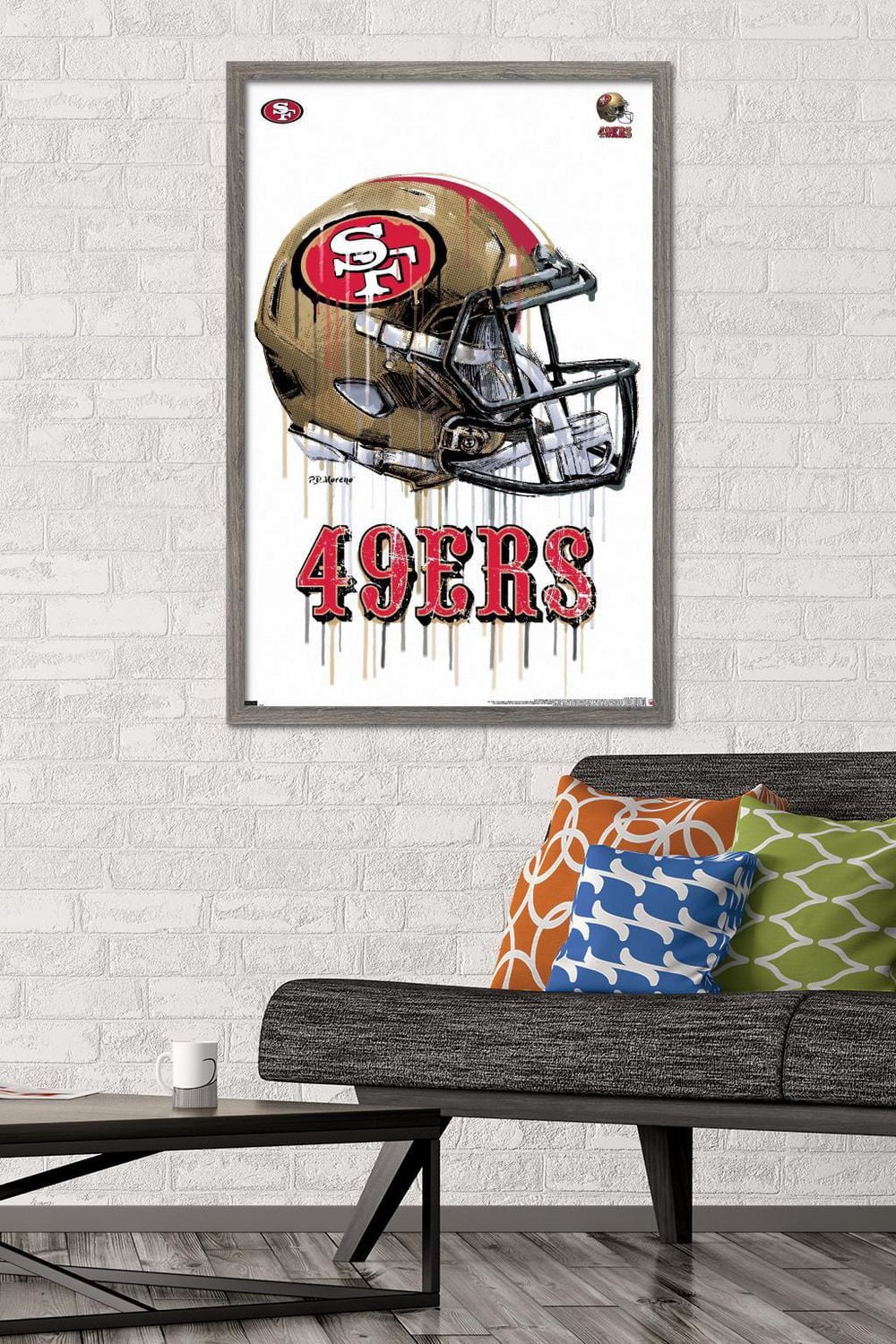 NFL San Francisco 49ers - Drip Helmet 20 Wall Poster with Push Pins, 22.375" x 34"