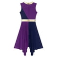 thumbnail image 6 of XUNZOO Women's Metallic Color Block Worship Dance Dress Sleeveless Liturgical Praise Dance Overlays Purple&Navy Blue S, 6 of 7