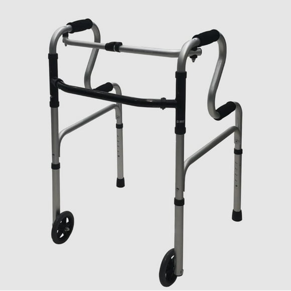 Andadera Plegable con Estructura Ligera y de Aluminio con 2 Ruedas Delanteras Color Gris-AN05G-Marca Handy