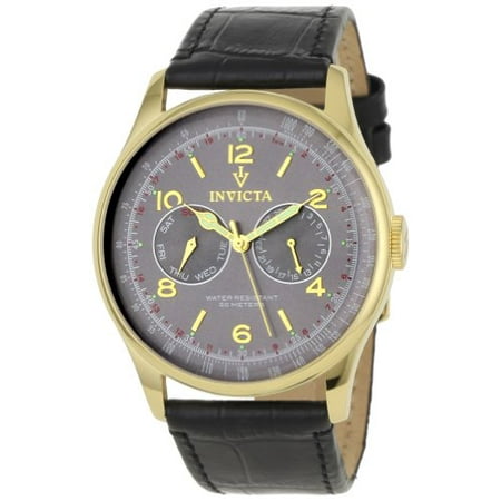 Invicta Men's 6751 Vintage Collection Taupe Sunray Dial Black Leather Watch