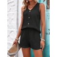 thumbnail image 5 of Women'S Summer Sleeveless Button Linen Vest Shorts Set Casual Matching Outfits, 5 of 7