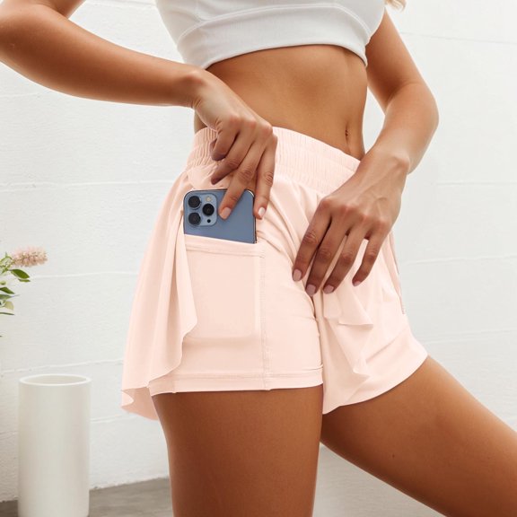 Flowy Athletic Shorts for Women Gym Workout Running Short Pants High Waist Skort with Pocket Casual Summer Clothes
