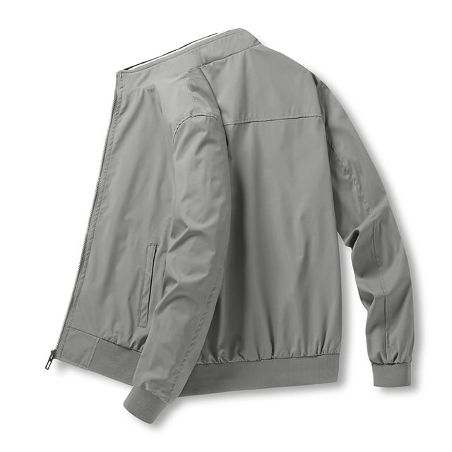 CEHVOM Men's Color Stand-up Collar Zipper Casual Warm Windproof Pocket Windbreaker Jacket