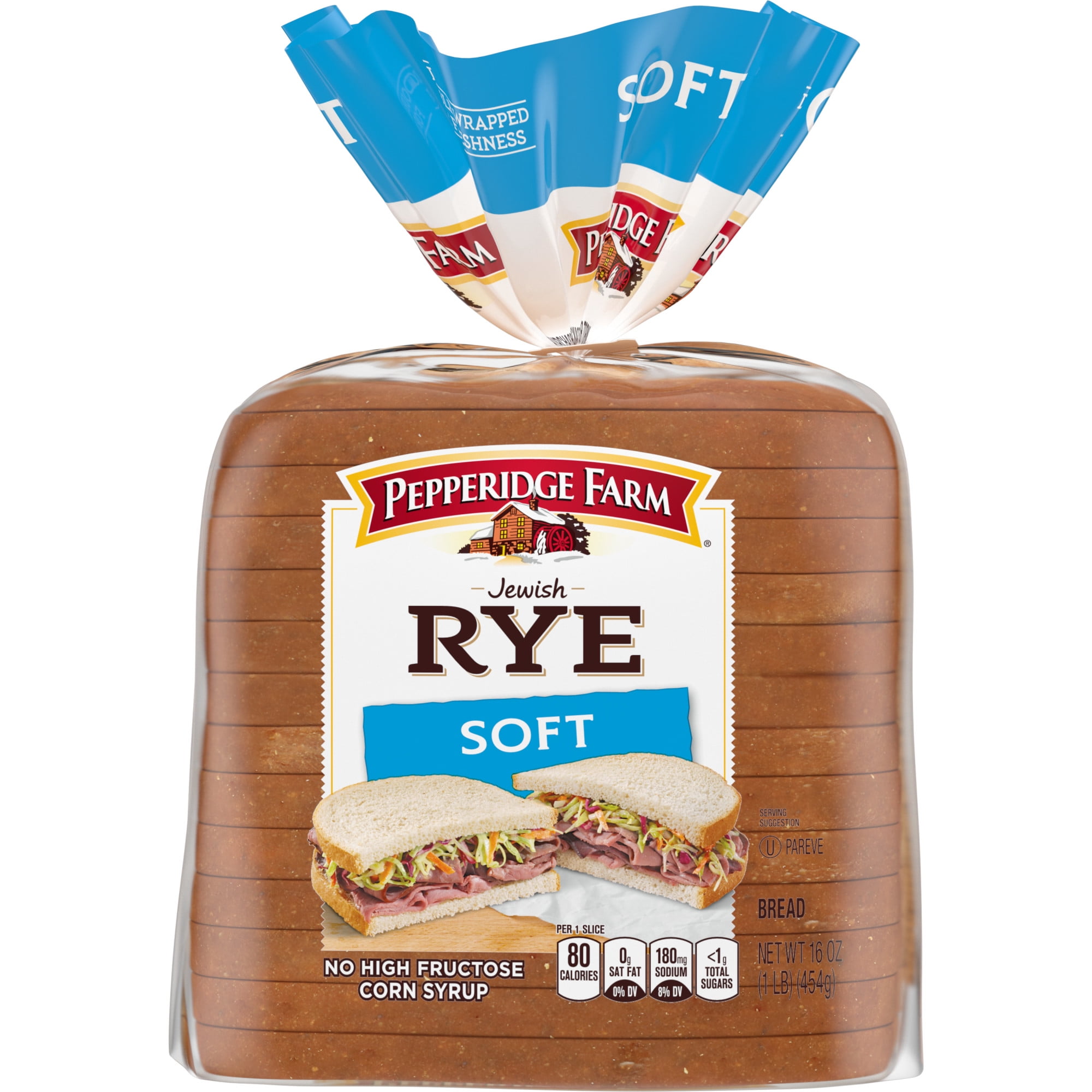 Pepperidge Farm Jewish Rye Soft Rye Bread, 16 oz. Bag