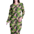 thumbnail image 6 of Moomaya Printed Full Sleeve Bodycon Dress for Women Scoop Neck Side Slit Casual Clothing, 6 of 8