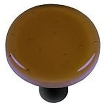 Hot Knobs HK1015-KRB Light Bronze Round Glass Cabinet Knob - Black Post