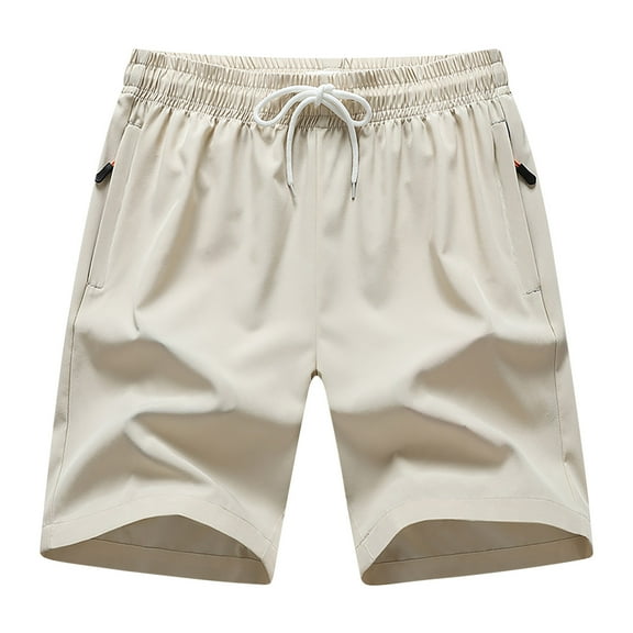 YUGYXL Big and Tall Shorts for Men Quick Dry Running Shorts Drawstring Loose Lightweight Gym Training Shorts Khaki L