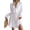 White, variant on Women's Tie Front Smocked Waist Flounce Sleeve Mini Dress with Plunge Neckline Solid Color 100% Polyester Casual Chic