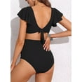 thumbnail image 6 of Sociala Maternity Ribbed Bikini Sets Ruffle Sleeve High Waisted Bathing Suit Two Piece Swimsuit, 6 of 7