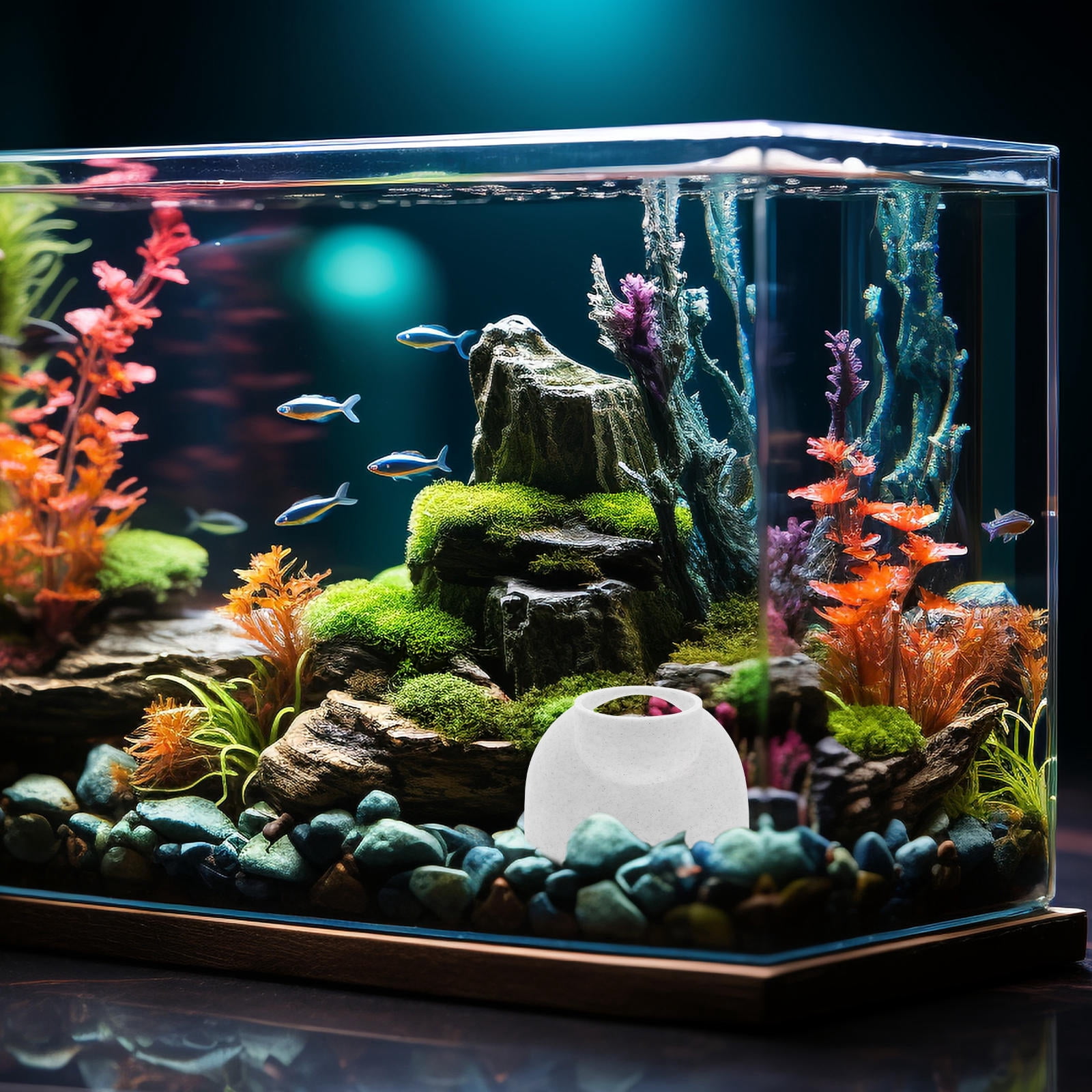 Raindrops Light Grey Fish and Shrimp Cave Aquarium Shelter with Detailed 3D Printed Design