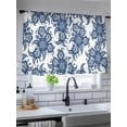 thumbnail image 5 of Sheer Curtains 45 inches Long, Abstract Paisley Pattern Retro Blue Ethnic Flowers Light Filtering Sheer Window Curtains Rod Pocket Voile Drapes for Bedroom Living Room, 52"W x 45"L 2 Panels, 5 of 7