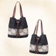 thumbnail image 1 of Bolso de hombro Bolso tipo cubo para mujer Bolso tote con cordón Lona Casual Ocio diario (Negro), 1 of 5