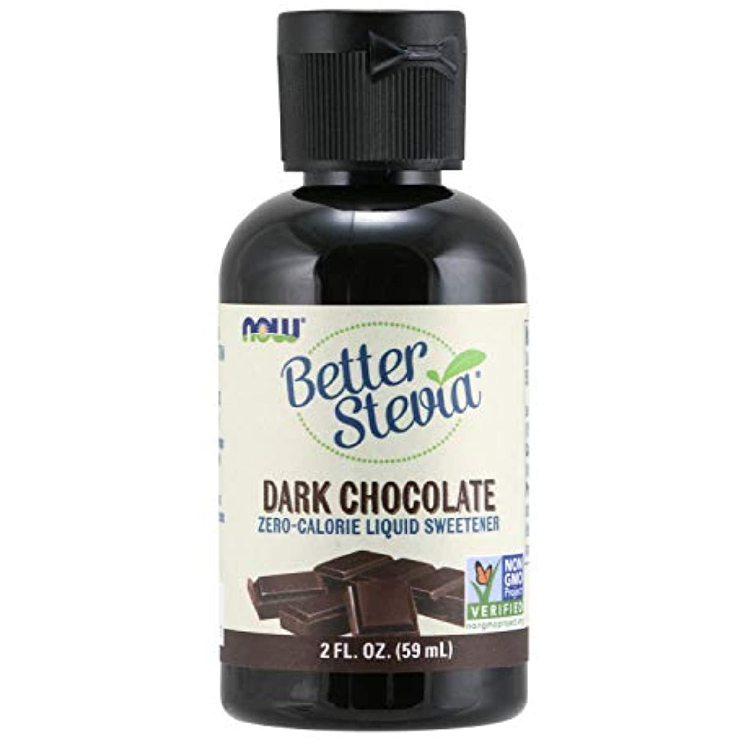 Now Foods, Better Stevia Liquid, Dark Chocolate, Zero-Calorie Liquid Sweetener, Low Glycemic Impact, Certified Non-Gmo, 2-Ounce,Clear