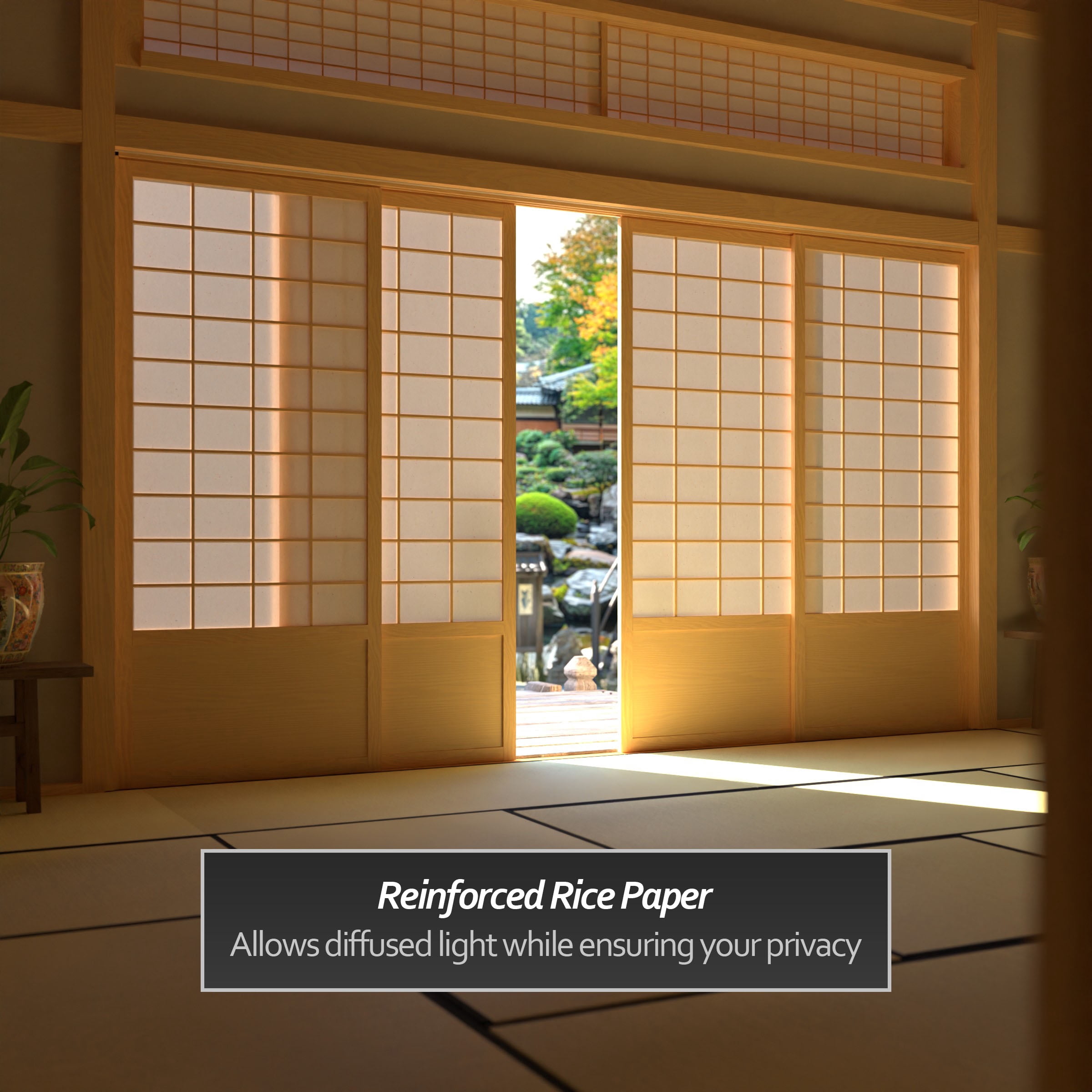 Red Lantern 7 ft. Tall Zen Shoji Sliding Door Kit (Double - Sided) - Natural