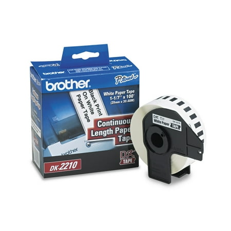 Brother Continuous Paper Label Tape, 1-1/10" x 100 ft Roll, White