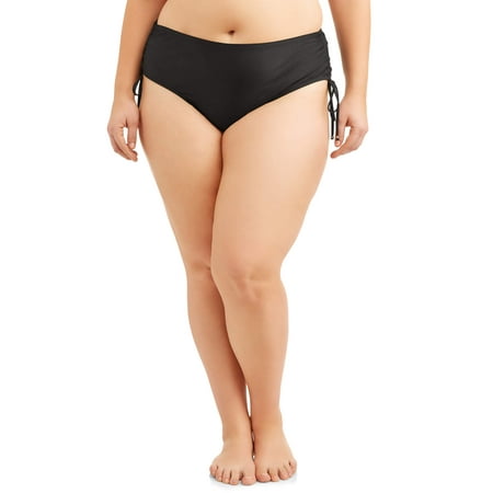 Brief Bottom Womens Swimsuit - Time and Tru Women's Plus-Size Core Ruched Brief Swimsuit Bottom