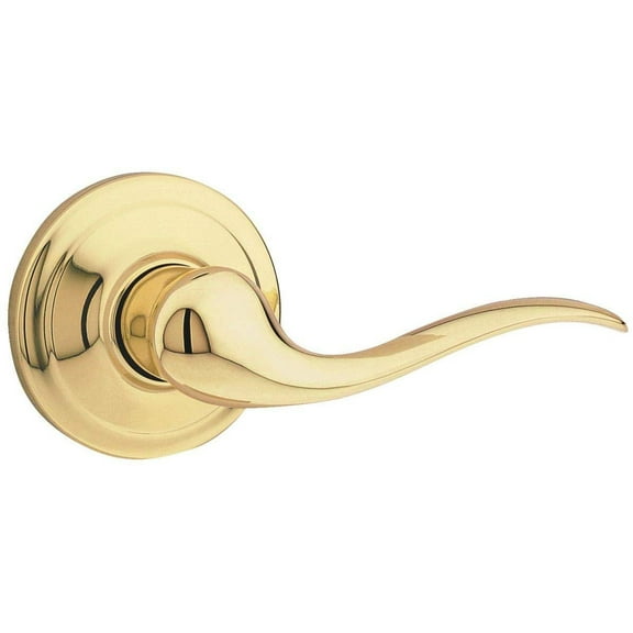 Kwikset 97300-819 Tustin Door Handle Lever with Traditional Wave Design for Home Bedroom or Bathroom Privacy in Polished Brass