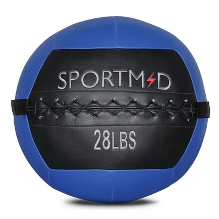 Sportmad Soft Medicine Ball Wall Ball for CrossFit Exercises Strength Training Cardio Workouts Muscle Building Balance, 6/10/12/14/18/20/28/30LBS, Red&Black (Best Cardio Strength Training Workout)