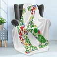 thumbnail image 4 of Letter K Soft Flannel Fleece Blanket, Vivid Color Scheme Natural Inspirations Flowers Leaves Stalks Uppercase K Alphabet, Cozy Plush for Indoor and Outdoor Use, 70" x 90", Multicolor, by Ambesonne, 4 of 5