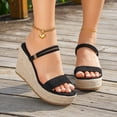 thumbnail image 2 of Rokment Womens Espadrilles Platform Sandals with Back Strap Convertible Stylish Simple Suede Wedge Dressy Slingback Summer Shoes for Beach Vacation Black Size 6.5, 2 of 5