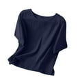 thumbnail image 4 of Dagugfen Tunic Tops for Women Loose Fitted Short Sleeve Crew Neck Baggy Casual Tops Daily Loungewear Solid Color, 4 of 5