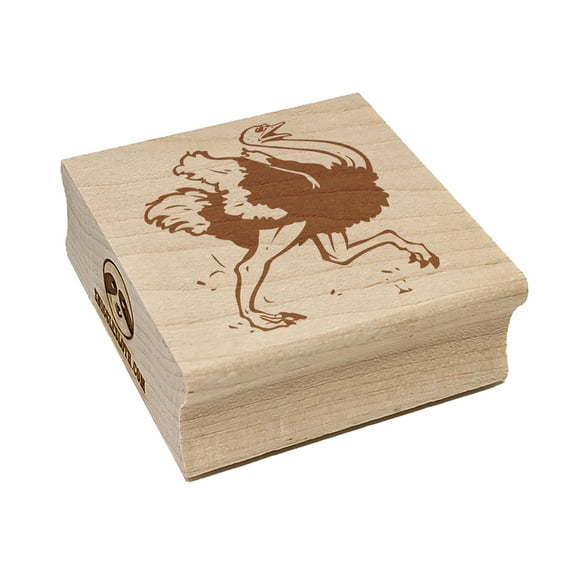 Running Ostrich Giant Bird Square Rubber Stamp Stamping Scrapbooking Crafting - Large 2.75in