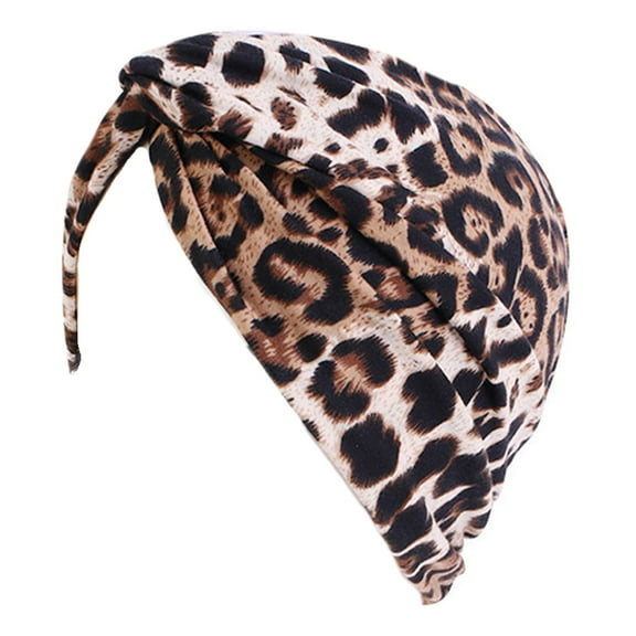 Cotton Chemo Caps Ethnic Print Stretch Head Scarf Skull Bandana Turban Hat Headwrap - Leopard
