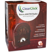 ClearClick Retro AM/FM Radio with Bluetooth - Classic Wooden Vintage Retro Style Speaker