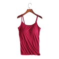 thumbnail image 1 of Camisola para mujer con sujetador incorporado, chaleco con cuello, camisetas sin mangas acolchadas y ajustadas, 1 of 5