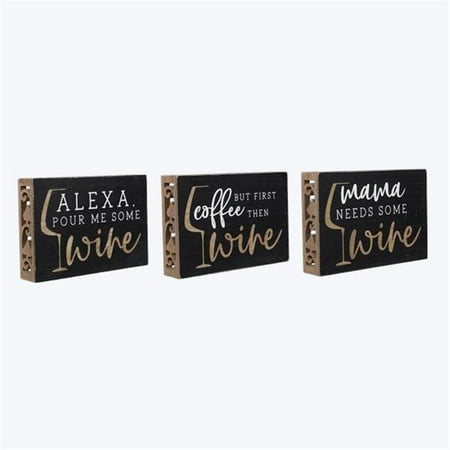 

Youngs 11282 Wood Tabletop Wine Sign Assorted Color - 3 Piece