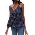 thumbnail image 3 of Women'S Y2k Polka Dot Print Tank Top Spaghetti Strap Camisole Sheer Mesh Going Out Top Navy Blue M, 3 of 8